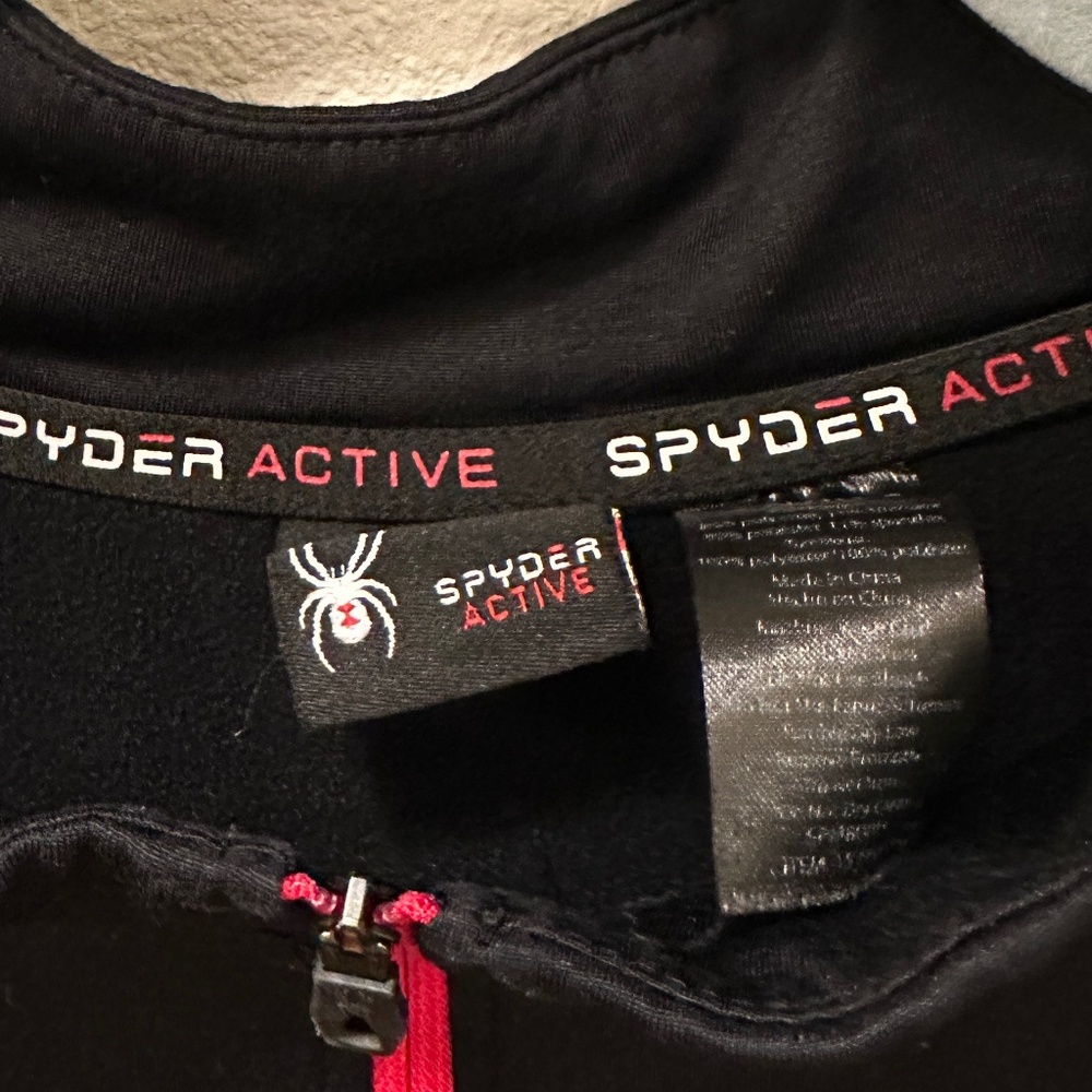 Men's Spyder Active Black 1/4 zip pullover w/red accents: Prow-B Size XL - Picture 3 of 11